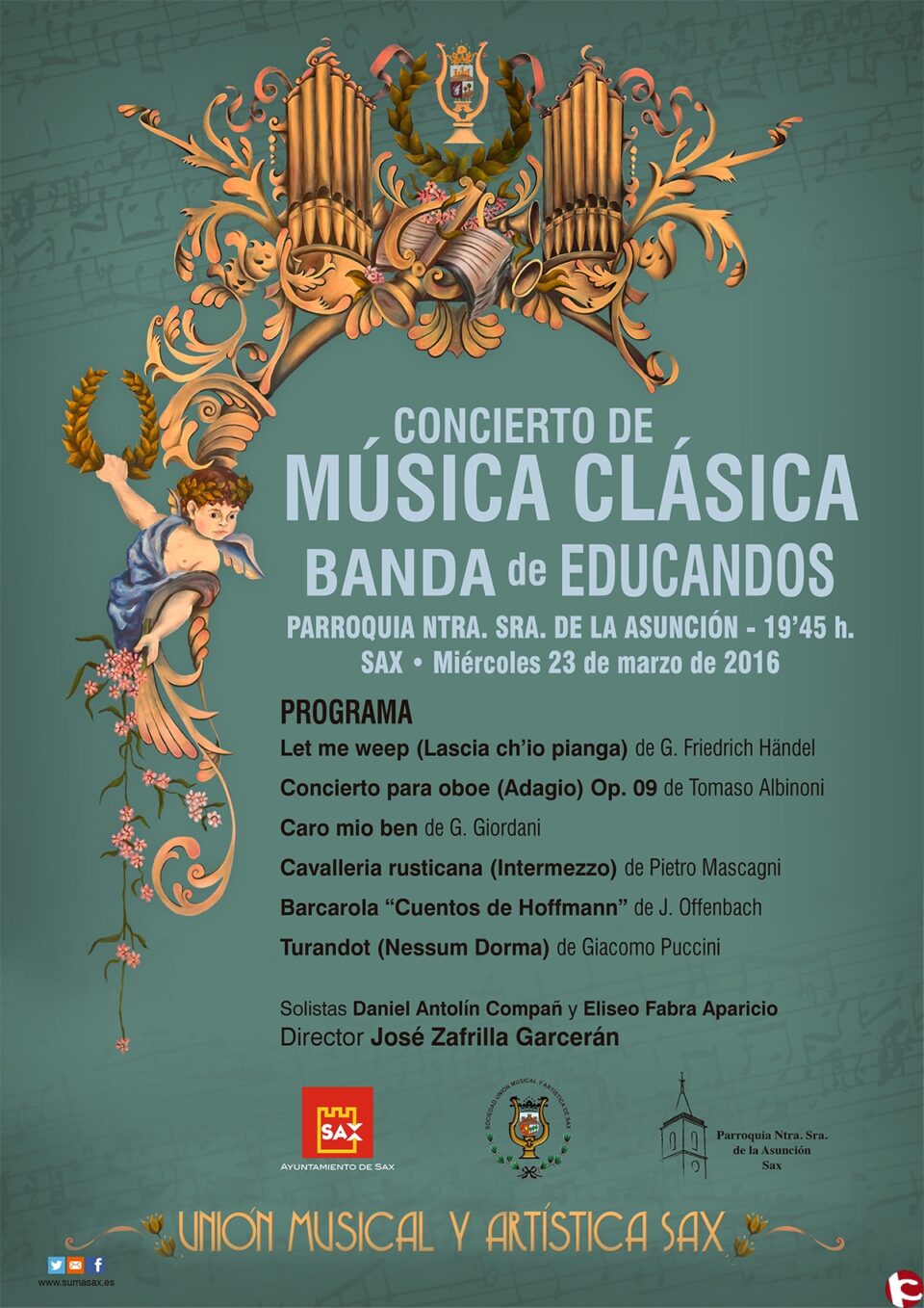 La Iglesia de Sax acoge el miércoles un concierto de la Banda de Educandos de la Unión Musical