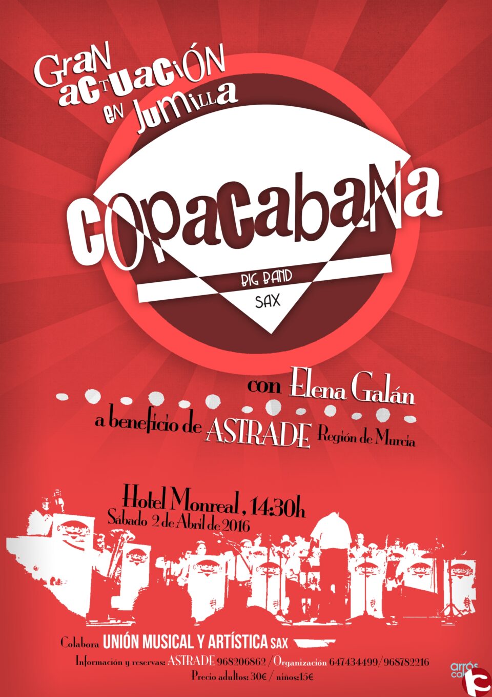 La Copacabana Sax Big Band recaudará este fin de semana fondos para ASTRADE