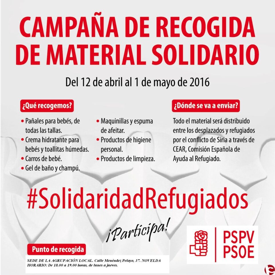 Campaña de recogida de productos de primera necesidad para los refugiados