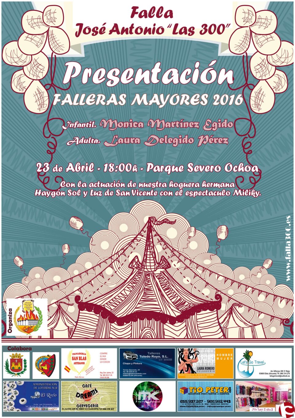 La falla José Antonio Las 300 presentará a sus representantes en los jardines del Severo Ochoa