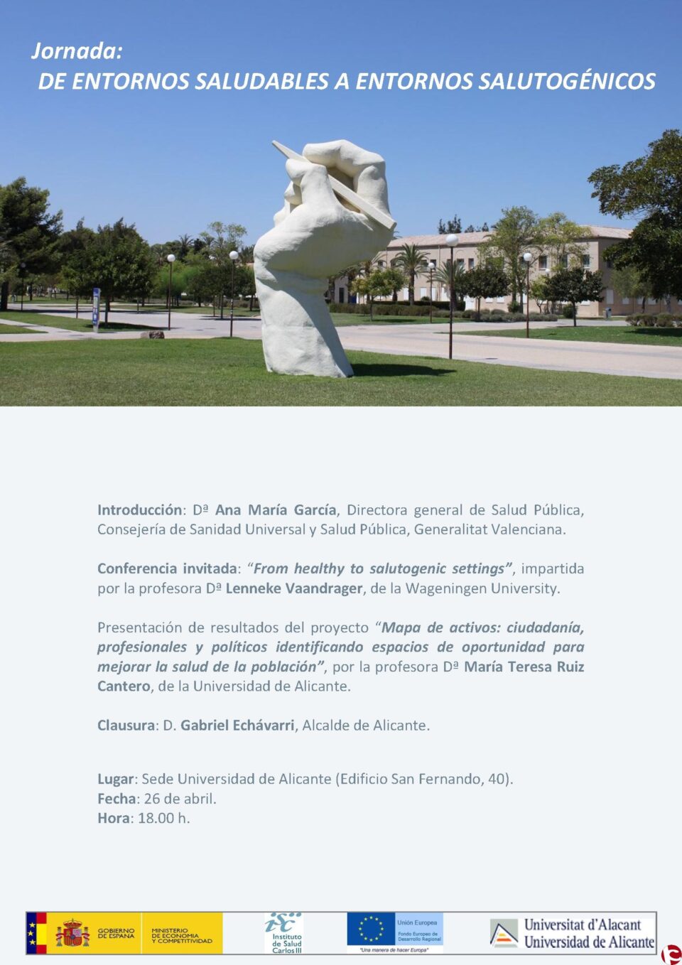 La Universidad de Alicante analiza espacios de oportunidad para mejorar la salud de la población