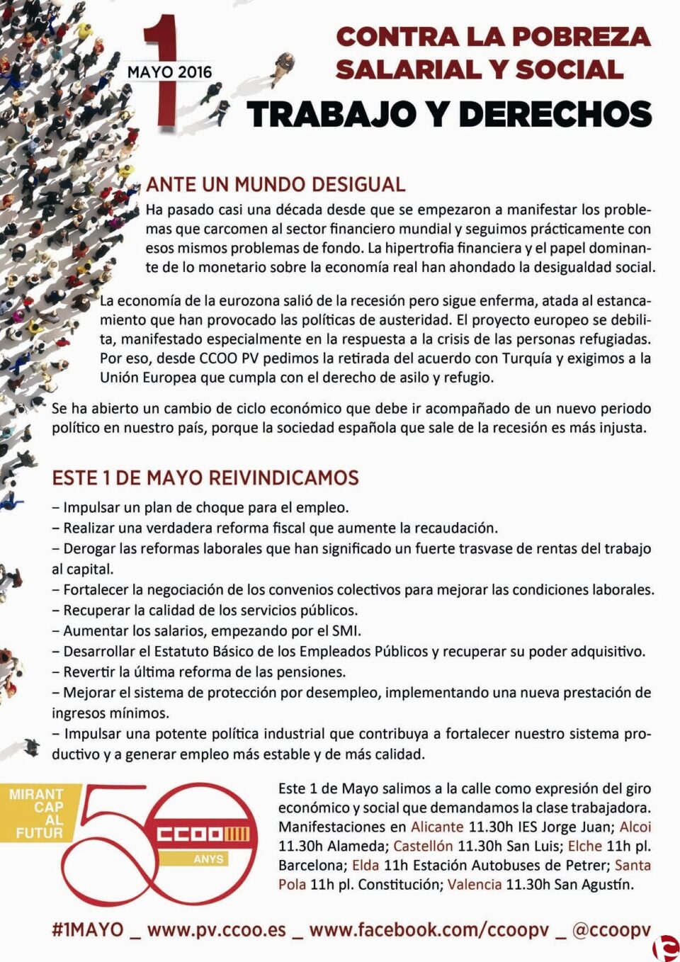 CCOO Vinalopó - Vega Baja: Manifestación 1º de Mayo