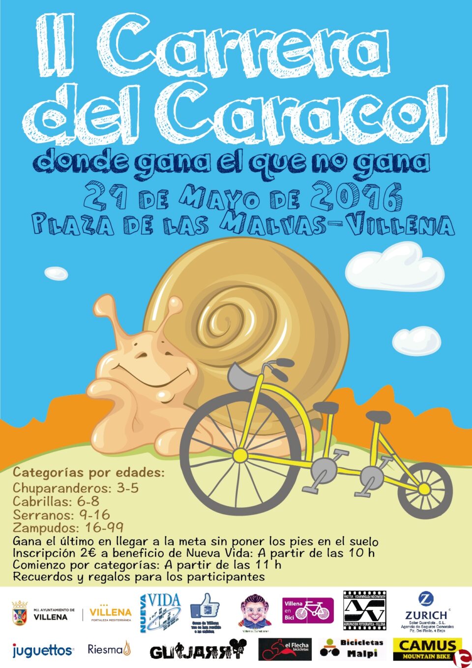 El próximo sábado 21 de mayo de 2016 se organiza la II Carrera del Caracol en Villena