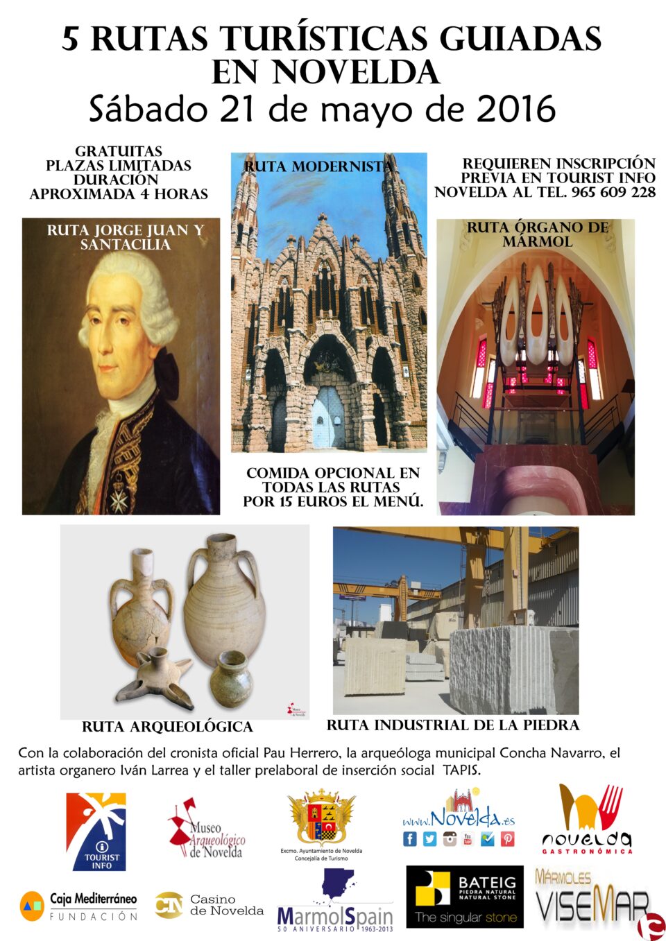 La concejalía de Turismo organiza para el sábado 21 de mayo 5 rutas turísticas guiadas diferentes a elegir