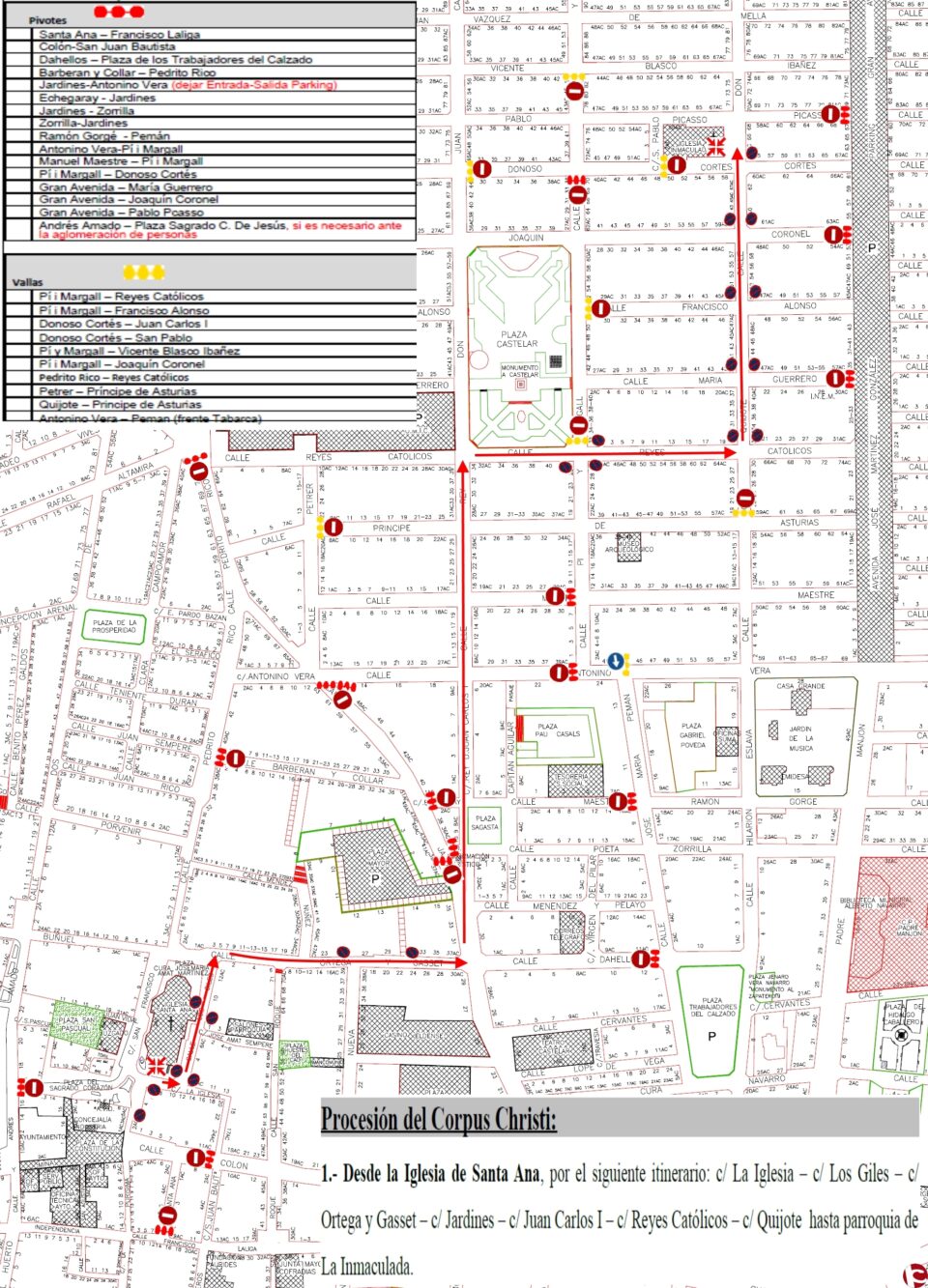 INFORMANDO DEL CORTE DE CALLES POR PROCESION DEL CORPUS CHRISTI