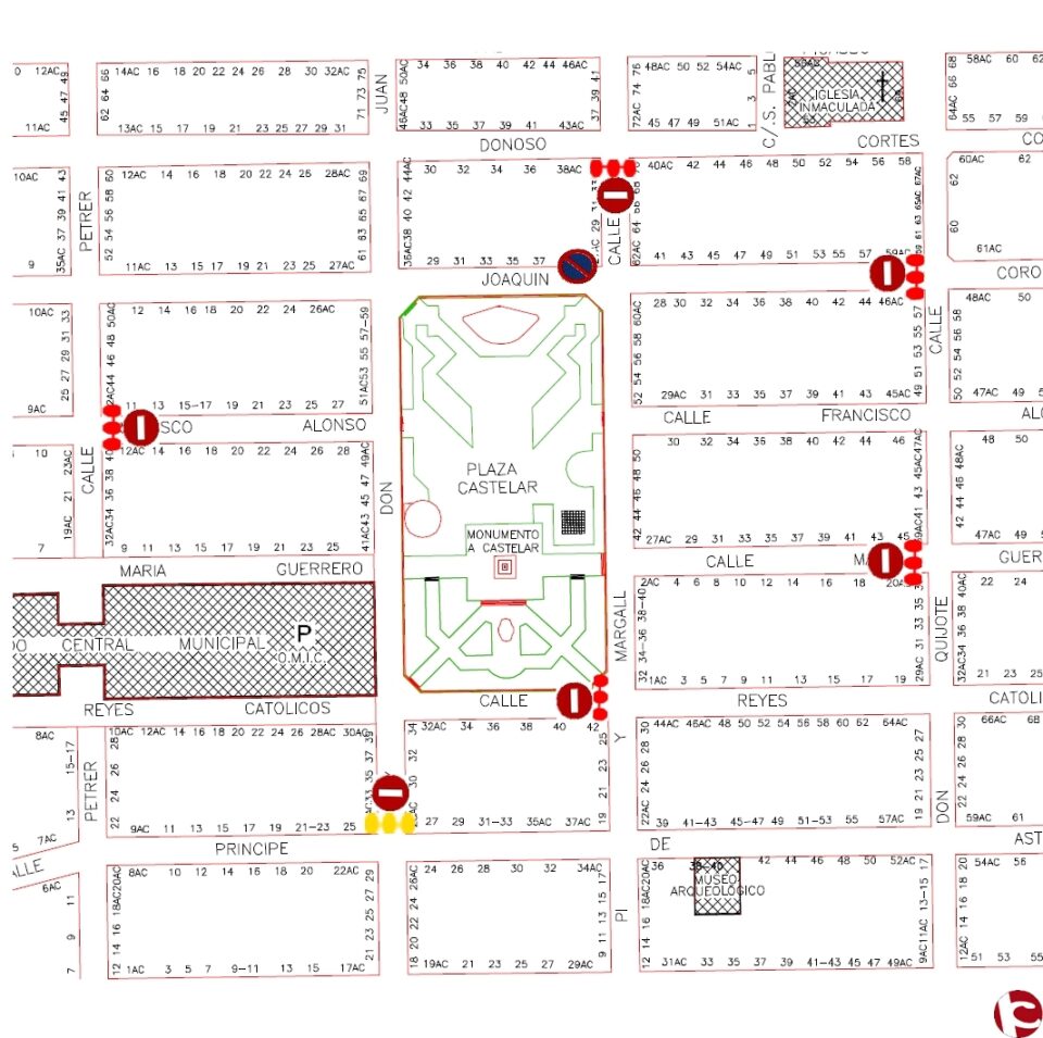 INFORMANDO DEL CORTE DE CALLES COLINDANTES A LA PLAZA CASTELAR