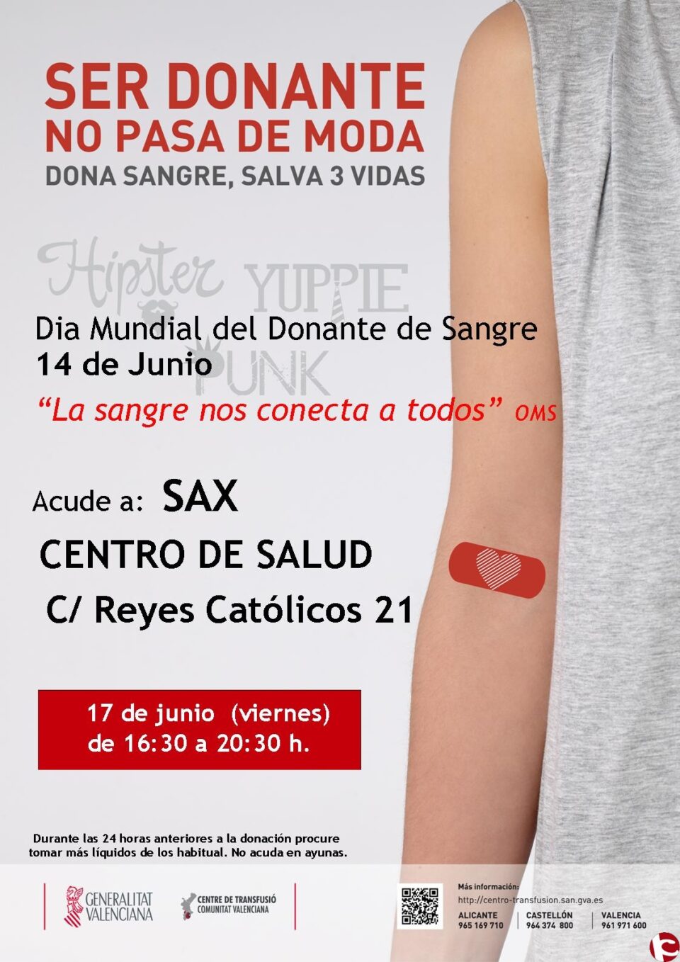 AYUDA DIFUSIÓN COLECTA en el CENTRO DE SALUD DE SAX 17-06-16