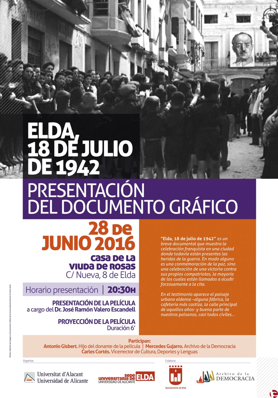 Presentación oficial de un vídeo que recoge los momentos de celebración en Elda del 18 de julio