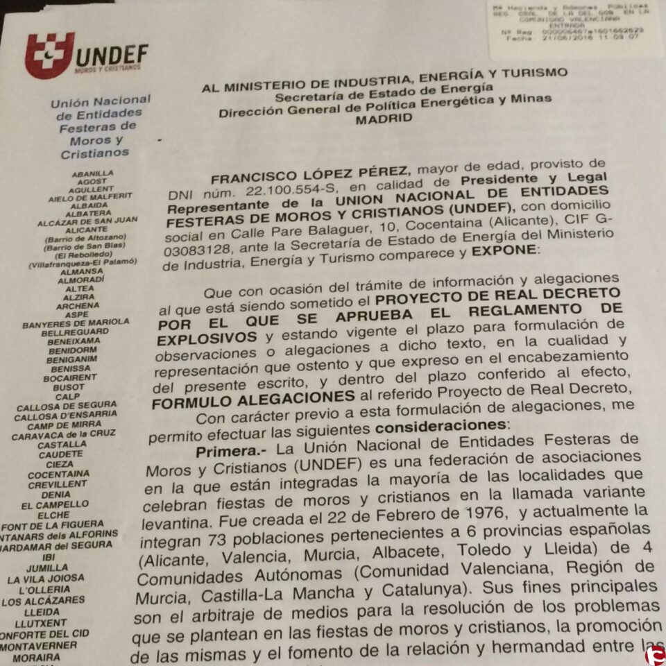 La Undef pide autorizar el disparo a los 14 años y 3 kilos de pólvora por festero y acto