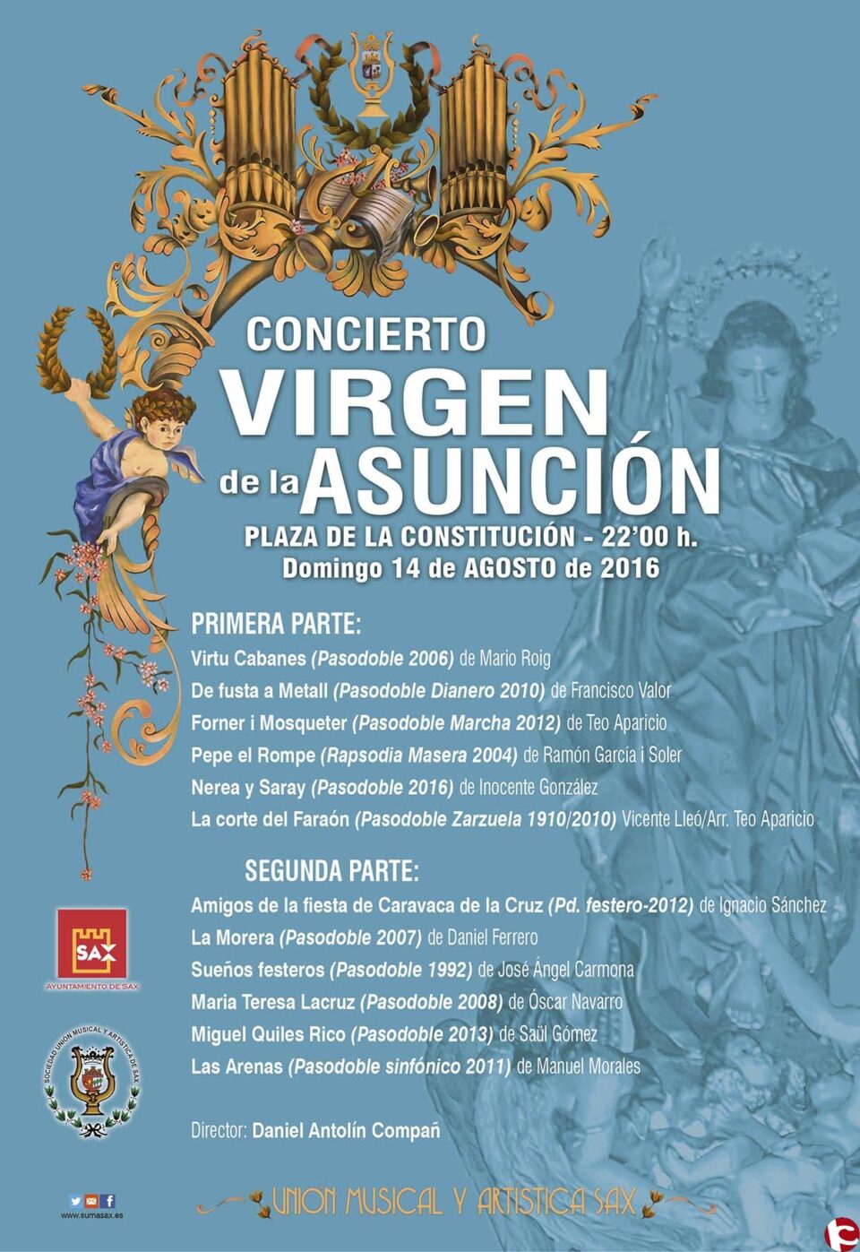 Concierto en honor a la Virgen de la Asunción por la Unión Musical de Sax