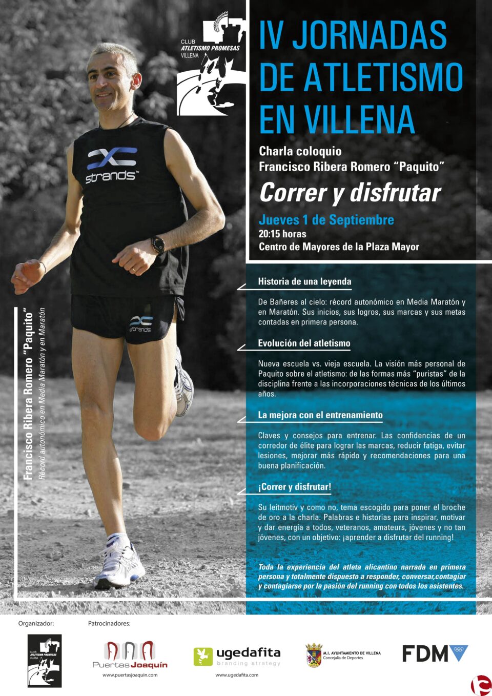 El 1 de septiembre serán las IV JORNADAS DE ATLETISMO que organiza el Club Atletismo Promesas de Villena con la colaboración de la Fundación Deportiva Municipal