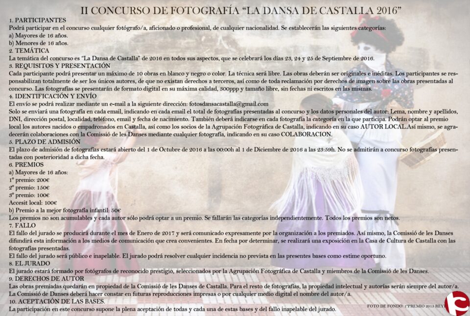 BAses Concurso Fotografía "La Dansa de Castalla"