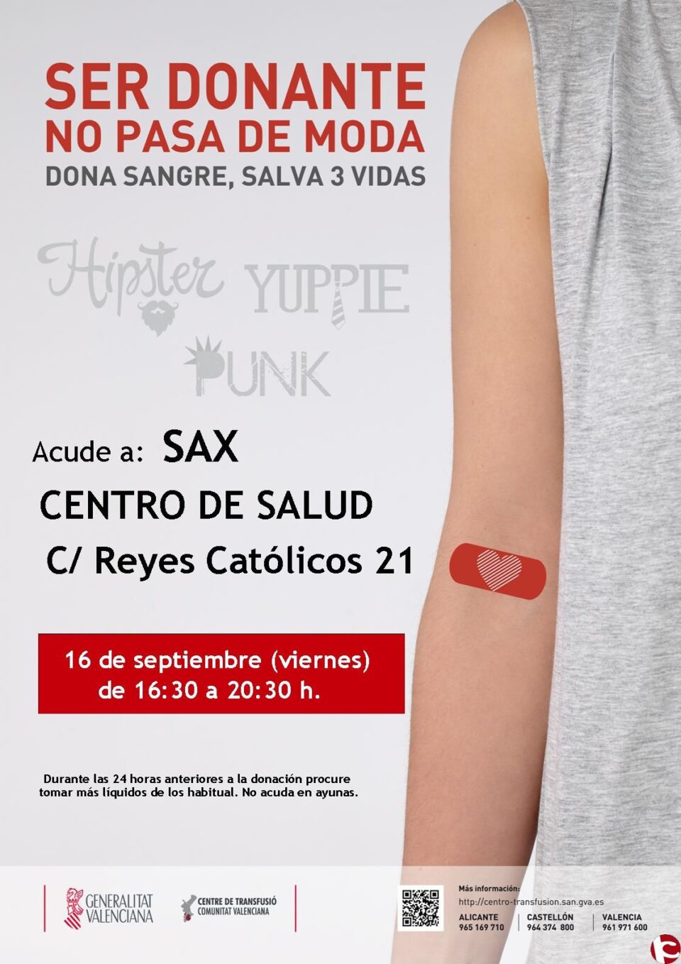 Dona Sangre y salva 3 vidas. Jornada de Donación de Sangre en Sax