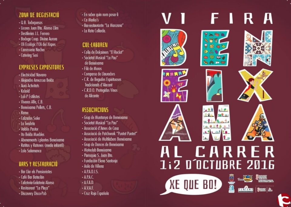 Programa d´activitats VI Fira Beneixama al Carrer