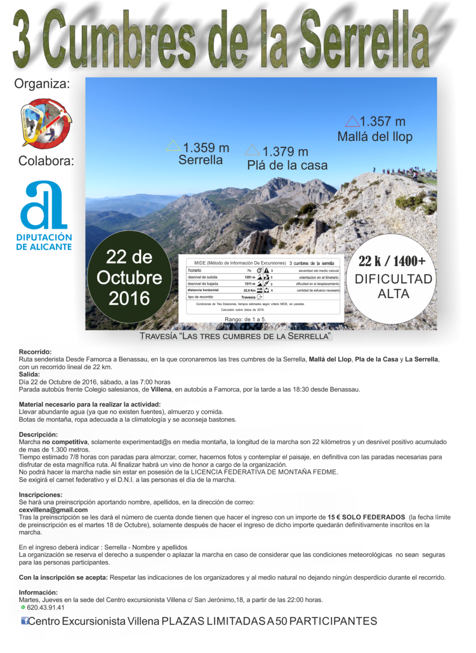 Próximas actividades centro excursionista de Villena