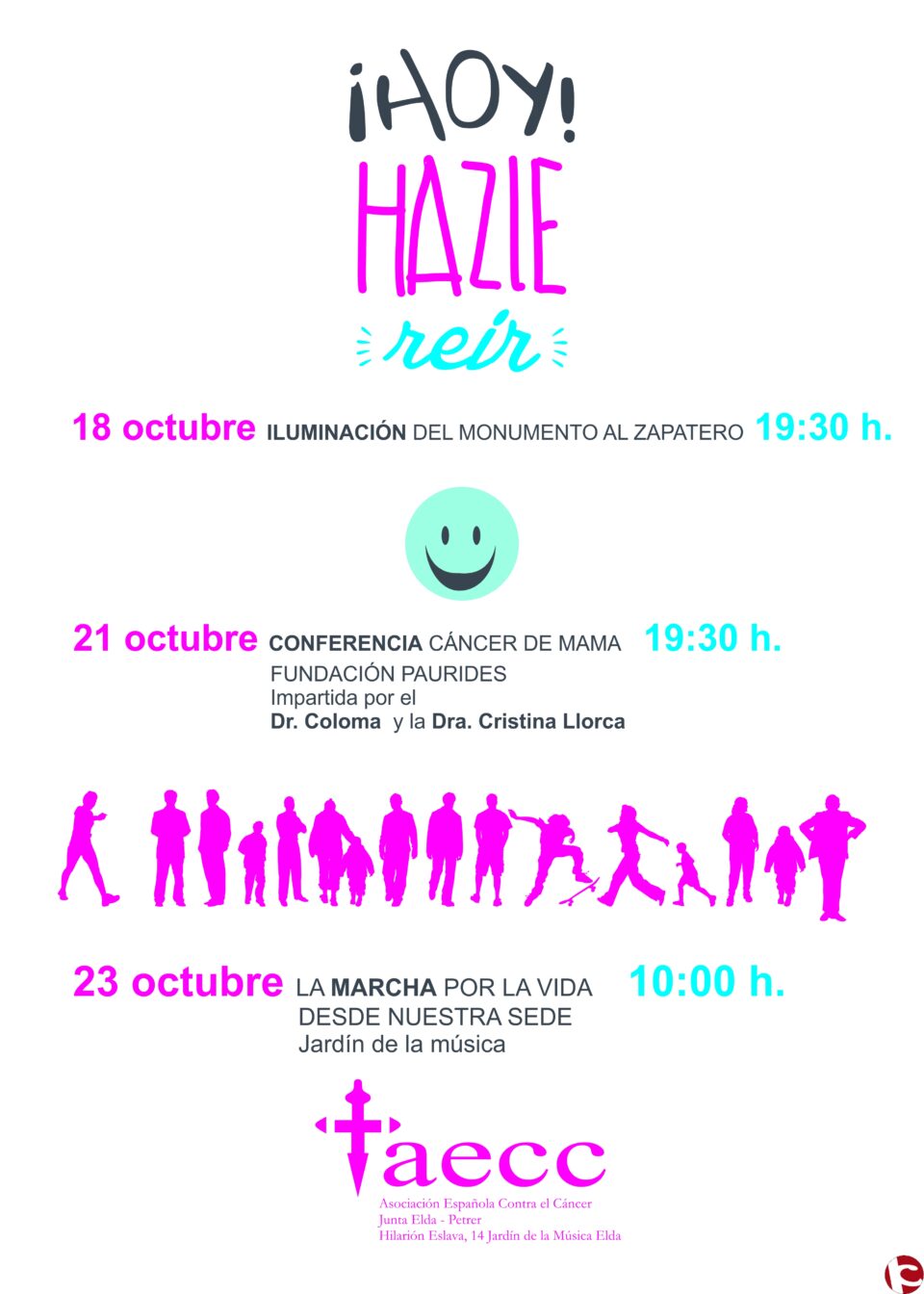 Las actividades con motivo del Día Mundial Contra el Cáncer en Elda arrancan esta tarde con la Iluminación del monumento al zapatero