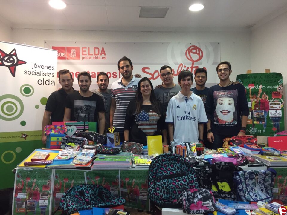 PSOE ELDA: Juventudes Socialistas de Elda finaliza su campaña de recogida de material escolar con gran éxito
