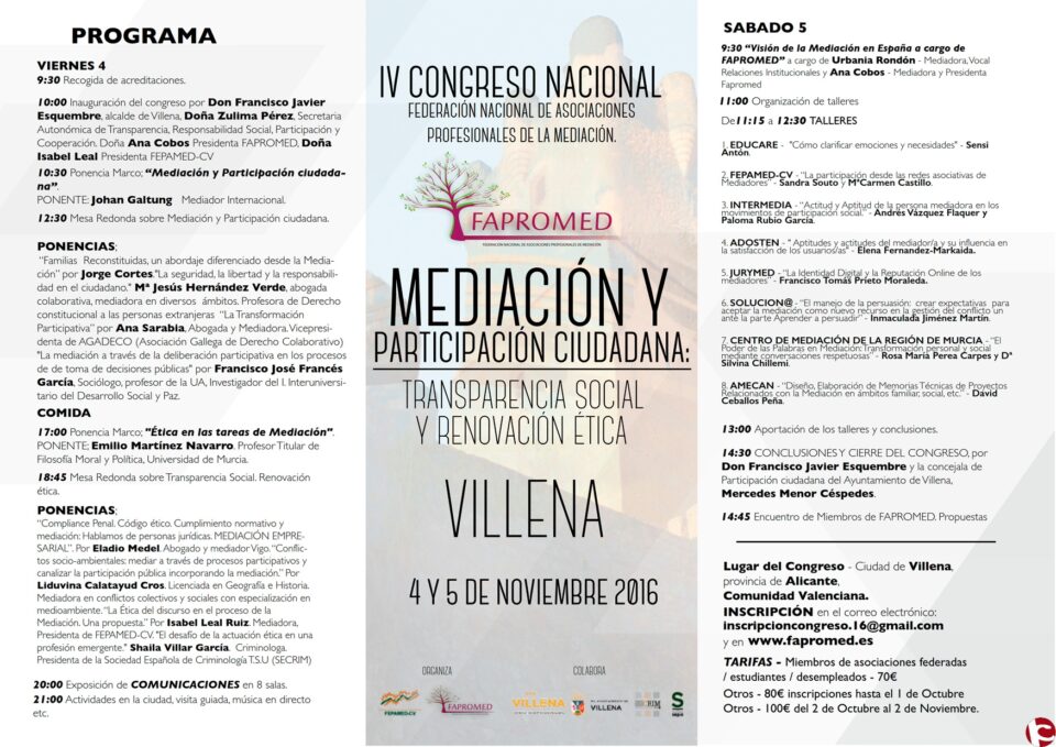 Villena acoge el IV Congreso Nacional de Mediación