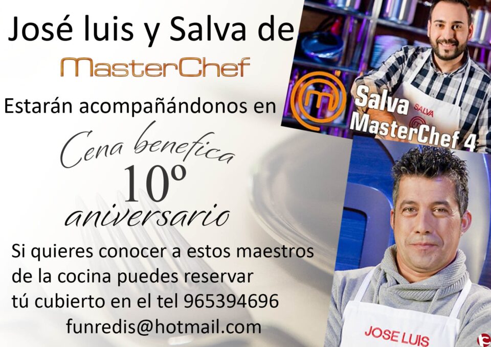 Funredis organiza una cena benéfica con motivo de su décimo aniversario