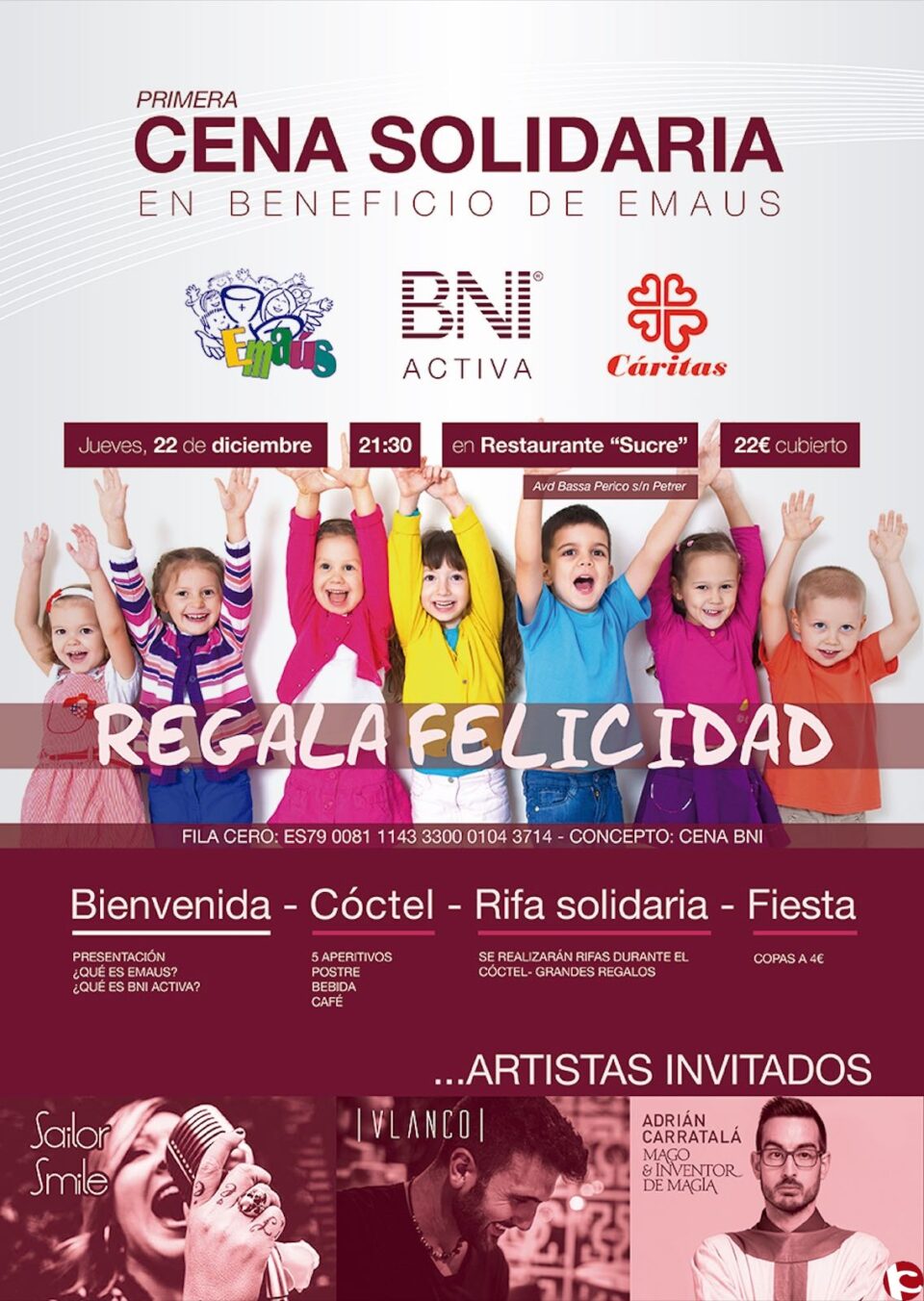 Cena benéfica a favor de Emaús - BNI ACTIVA