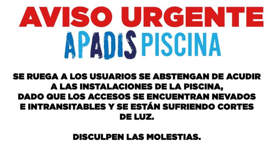 AVISO URGENTE DESDE Apadis Piscina.