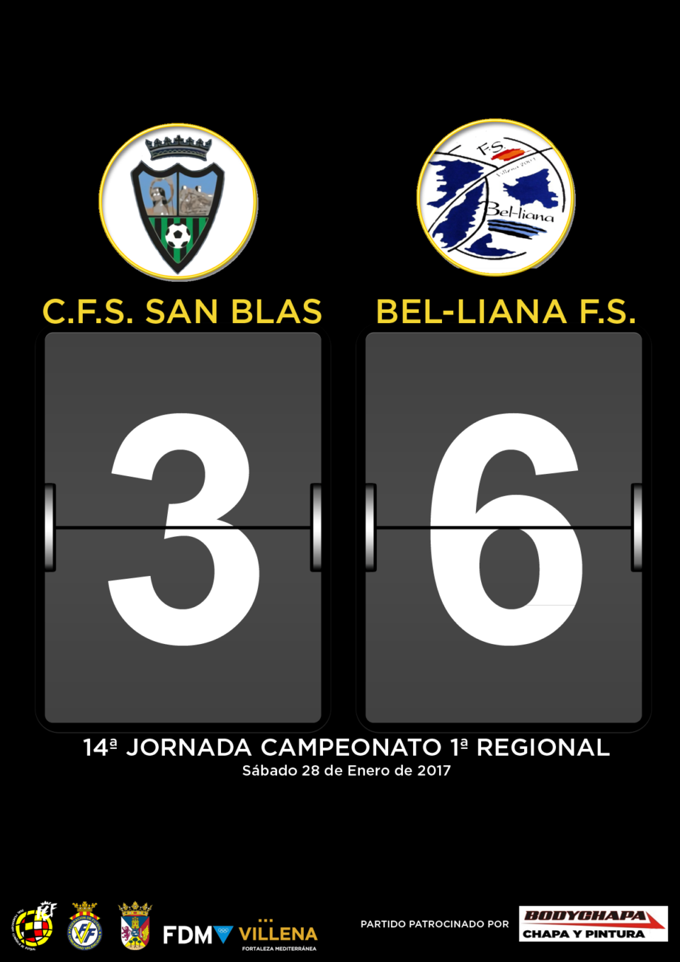 Crónica de los equipos Bel-liana F.S. de la 14ª jornada de liga