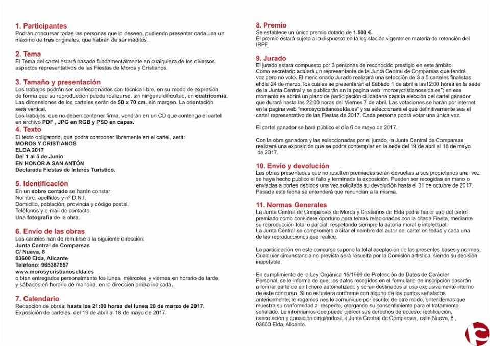 Convocado el XXIV Concurso de Carteles de Moros y Cristianos de Elda.