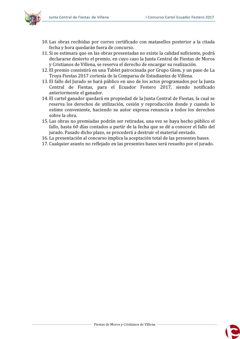 Concurso Cartel Ecuador Festero 2017