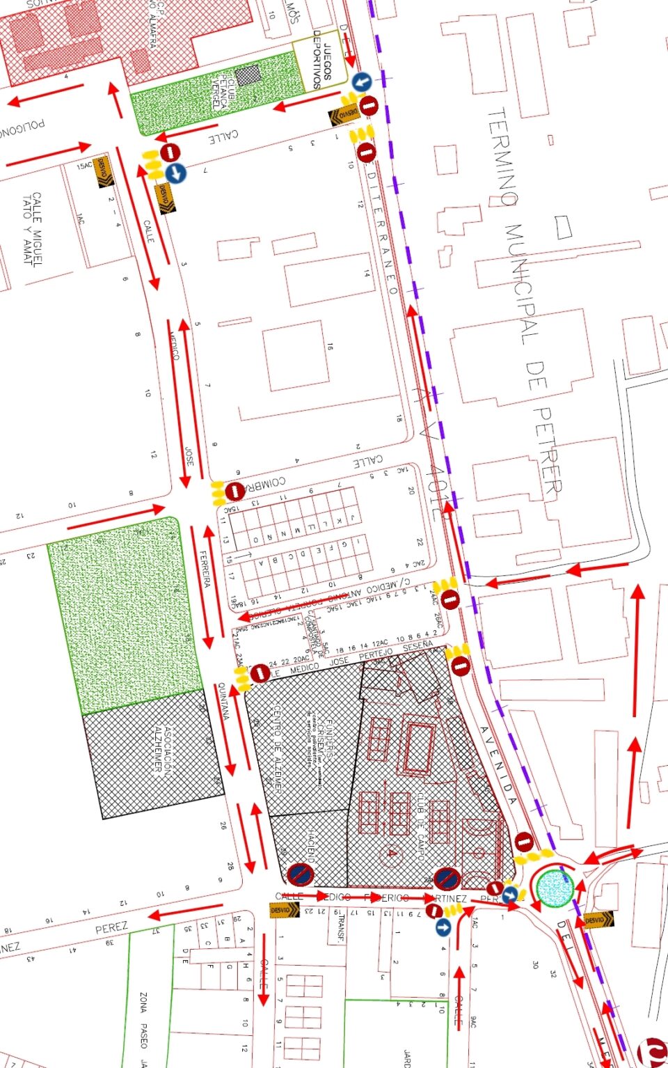 Informando del Corte de AV. Mediterráneo por poda de pinos
