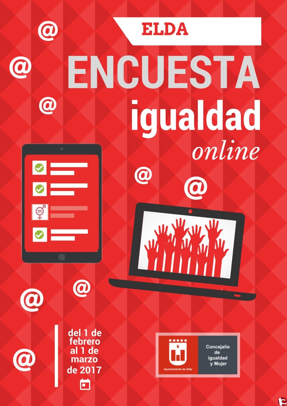 El Ayuntamiento lanza una encuesta a través de la web para conocer la situación de los vecinos de Elda en materia de Igualdad