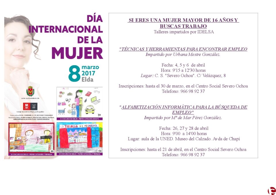 Dos talleres dirigidos a mujeres con motivo del Día Internacional de la Mujer