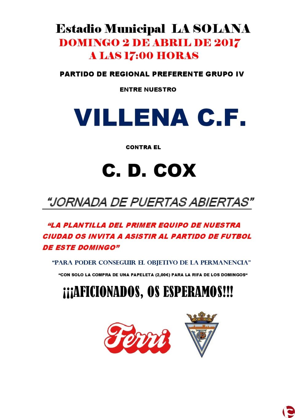 Comunicado de la Junta Directiva del Villena C.F.