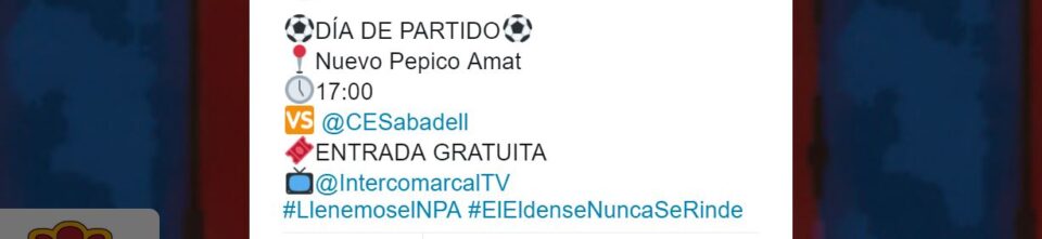 Partido emitido en directo : CD Eldense 0 - Sabadell 5