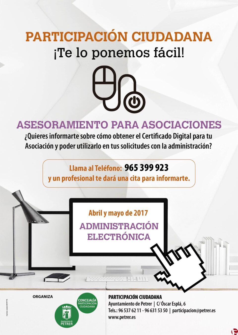 Participación Ciudadana pone a disposición de las Asociaciones un servicio de asesoramiento para conocer los trámites con la Administración electrónica