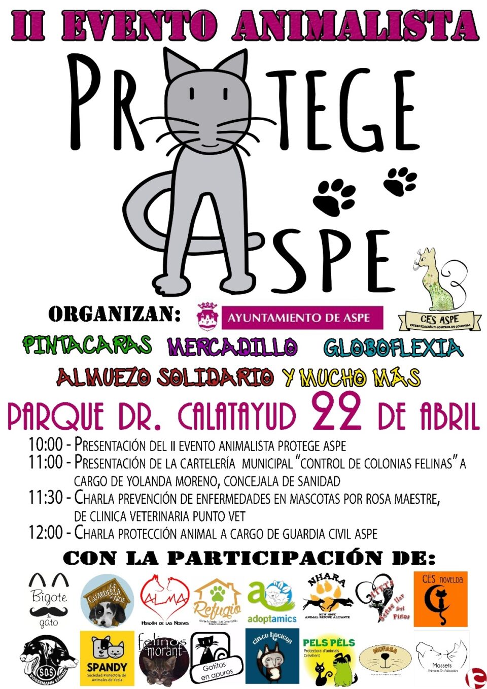Aspe celebra el Sábado el II Evento Animalista en el parque Doctor Calatayud