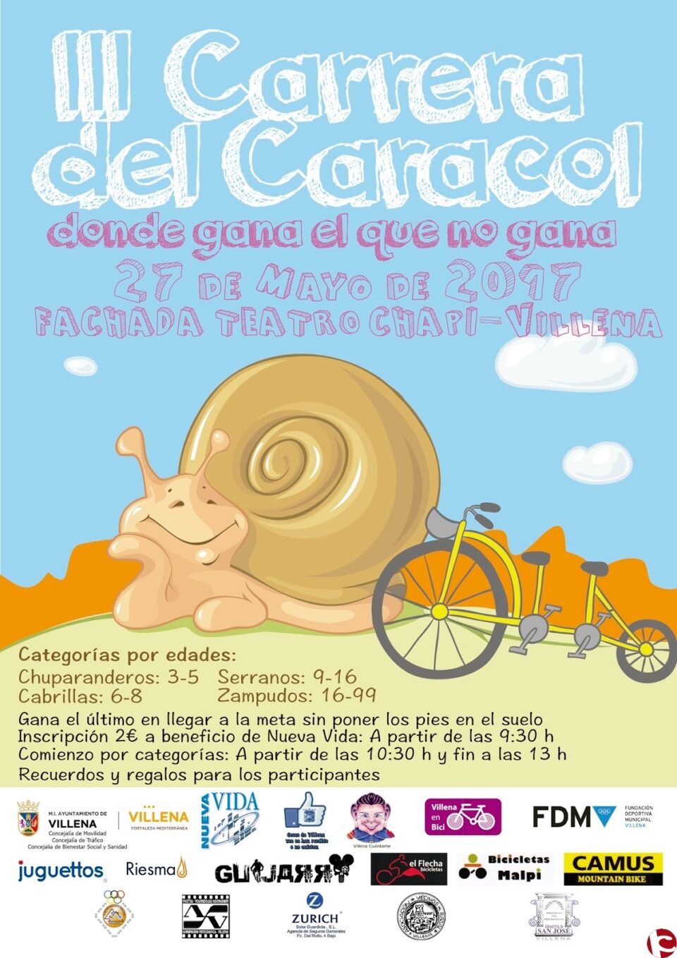 El próximo 27 de Mayo se realizará la divertida III Carrera del Caracol