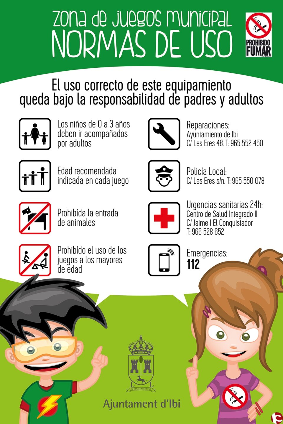 El Ayuntamiento adapta la señalética de los parques infantiles de Ibi a la nueva normativa