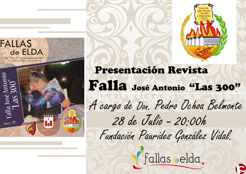 Presentación del Llibret de la Falla las 300 la próxima semana en Paurides