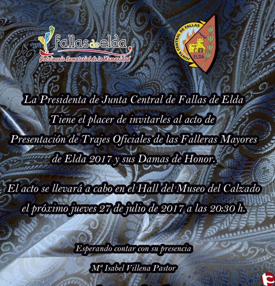 La presentación del traje oficial de las Falleras Mayores tendrá lugar el próximo jueves 27 de julio