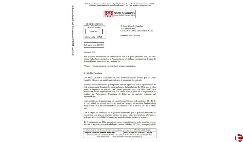 Nota de Prensa CCD: "CCD acusa al alcalde de incumplir su promesa electoral de bajar el IBI"