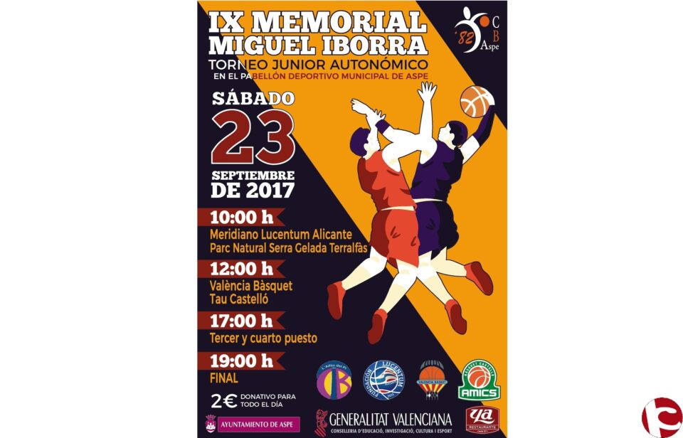 El Pabellón deportivo municipal de Aspe alberga el Memorial Miguel Iborra de Baloncesto