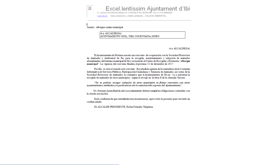Comunicado Concejalía Tenencia de animales