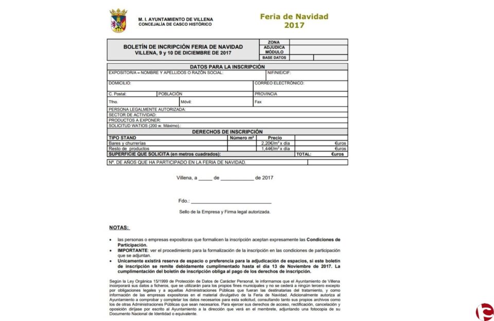 Abierto plazo de inscripción en la Feria de la Navidad