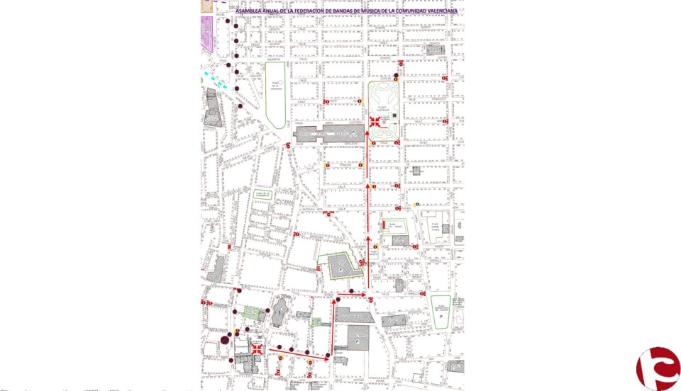 Informando del corte de calles por Asamblea anual de Bandas de Música de la C.V.