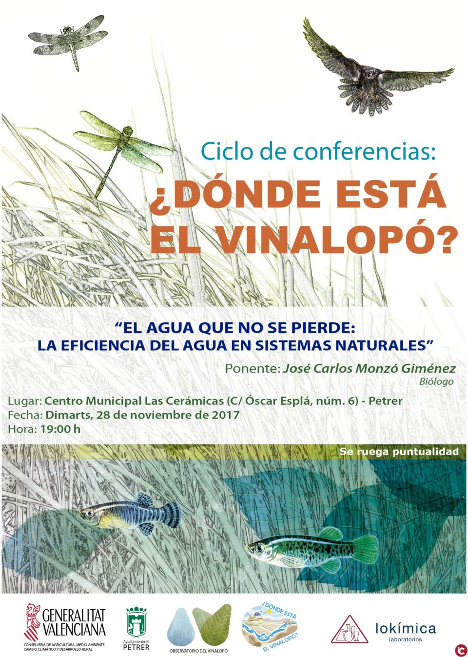 El Observatorio del Vinalopó organiza en Petrer una conferencia sobre la eficiencia del agua en sistemas naturales