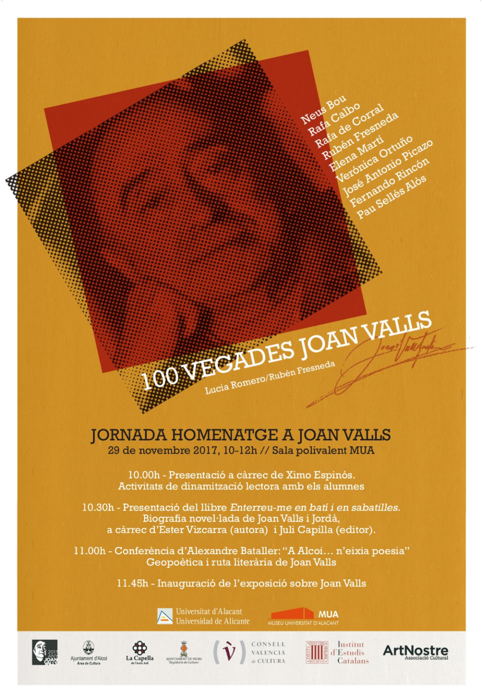 El MUA rinde mañana homenaje a Joan Valls con una jornada y una exposición sobre el poeta valenciano