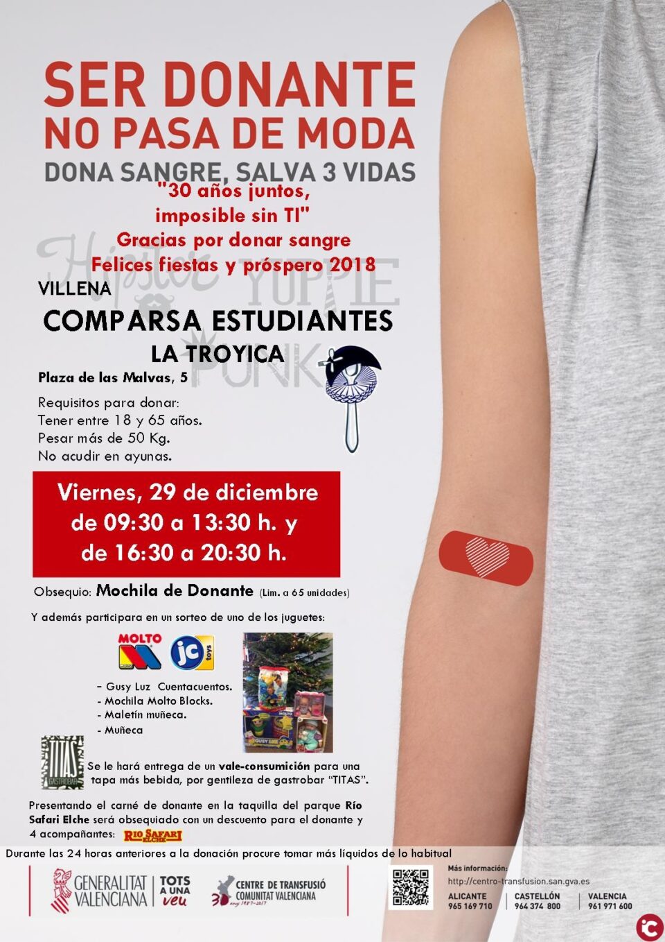Fiesta de la solidaridad en Comparsa de Estudiantes Villena : viernes 29 de diciembre
