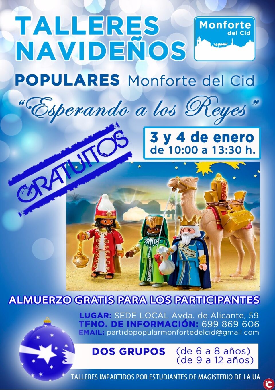 El PP de Monforte vuelve a organizar talleres navideños gratuitos