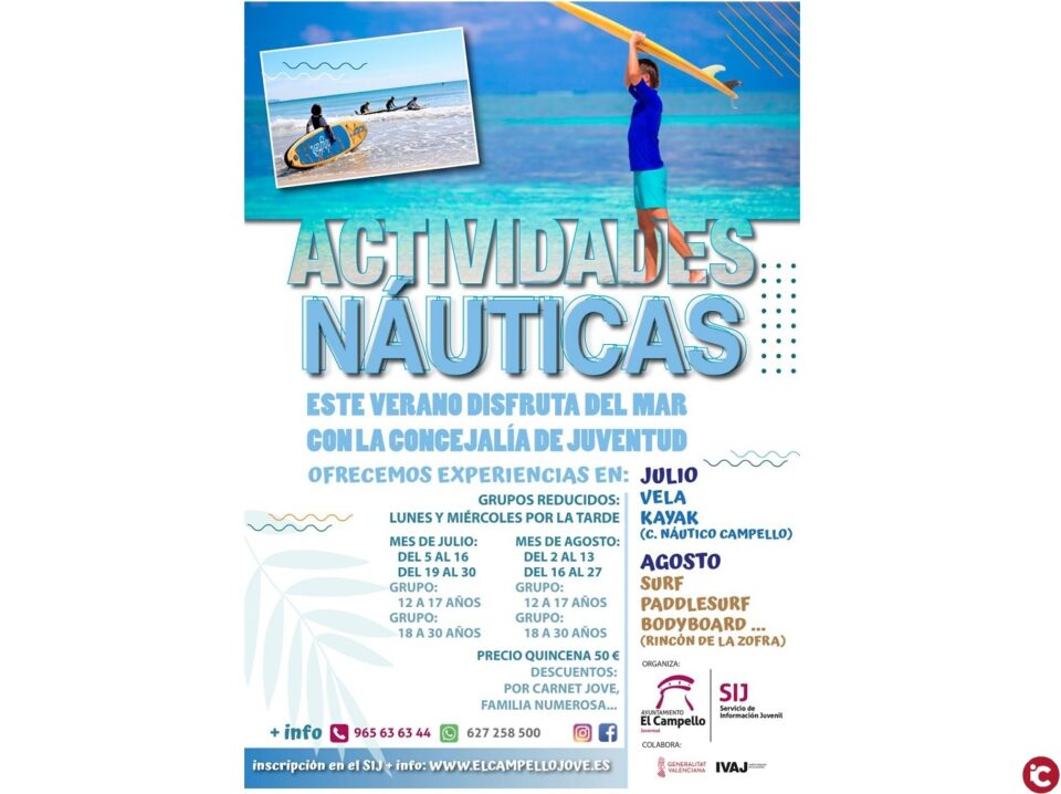 Juventud oferta clases de náutica para los meses de julio y agosto en El Campello