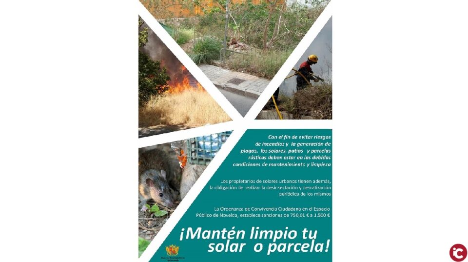 La concejalía de Medio Ambiente de Novelda pone en marcha una campaña informativa para la limpieza de solares y parcelas